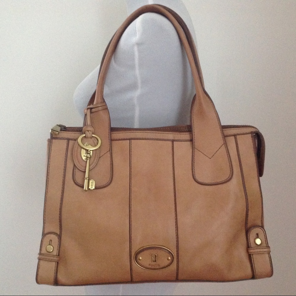 Fossil Re-Issue Natural Leather Satchel